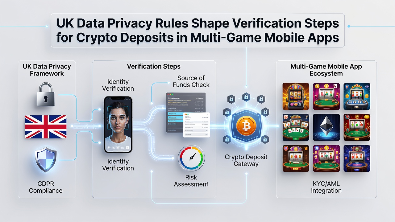 Secure verification interface in a multi-game mobile app handling crypto deposits